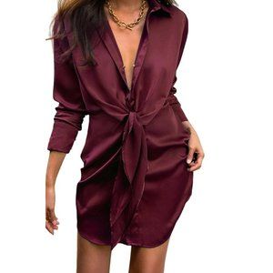 Runaway Ruby Shirt Mini Dress Wine Size Large
